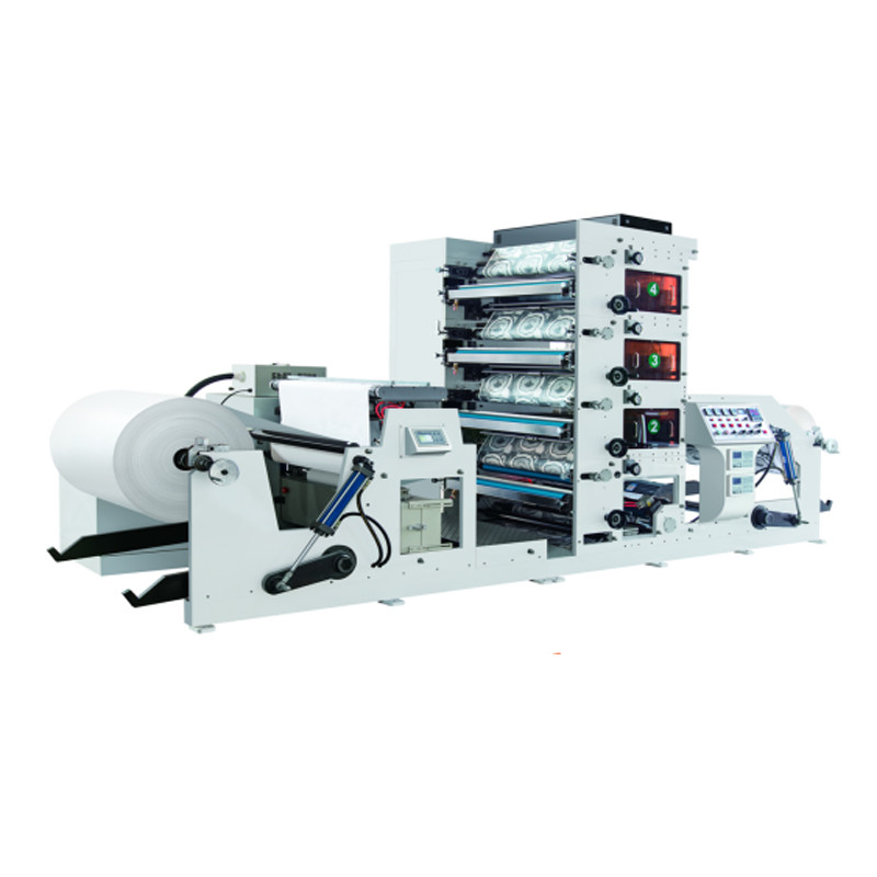 Auto Rewind Tension Control 45KW 4 Color Flexo Printing Machine